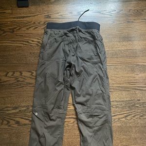 Military Green Lululemon Pants with zipper pockets and convertible jogger